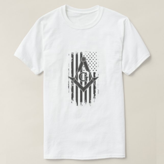 T-shirt Drapeau américain masculin Carré et boussole libre (Design devant)