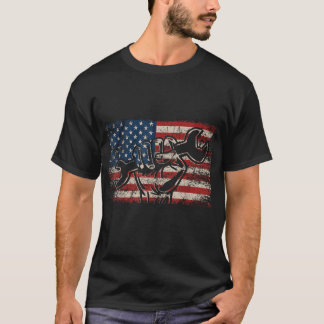 T-shirt Drapeau américain Mécanique Travailleur Jour du Tr