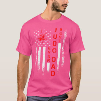 T-shirt Drapeau américain Meilleur Judo Papa Jamais Martia