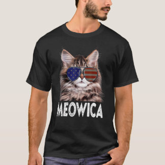 T-shirt Drapeau américain Meowica Cat 4 juillet Amérique