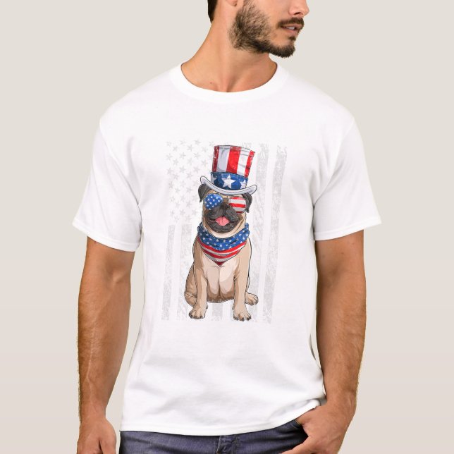 T-shirt Drapeau américain merican chien 4e (Devant)