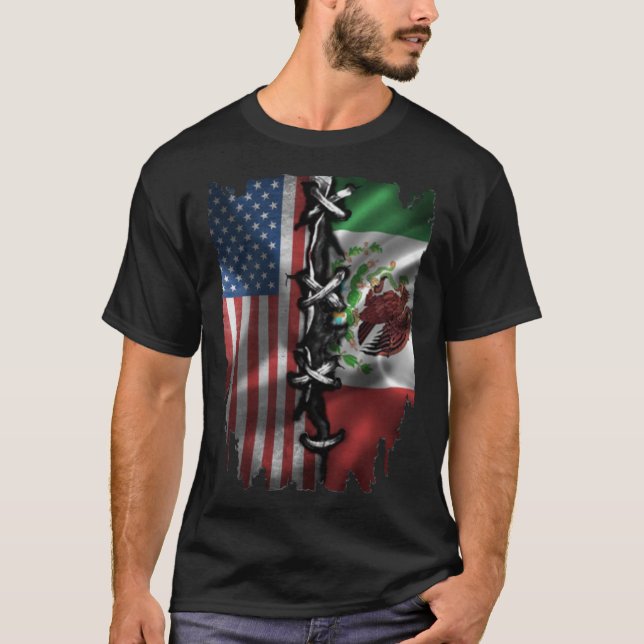 T-shirt Drapeau américain mexicain (Devant)