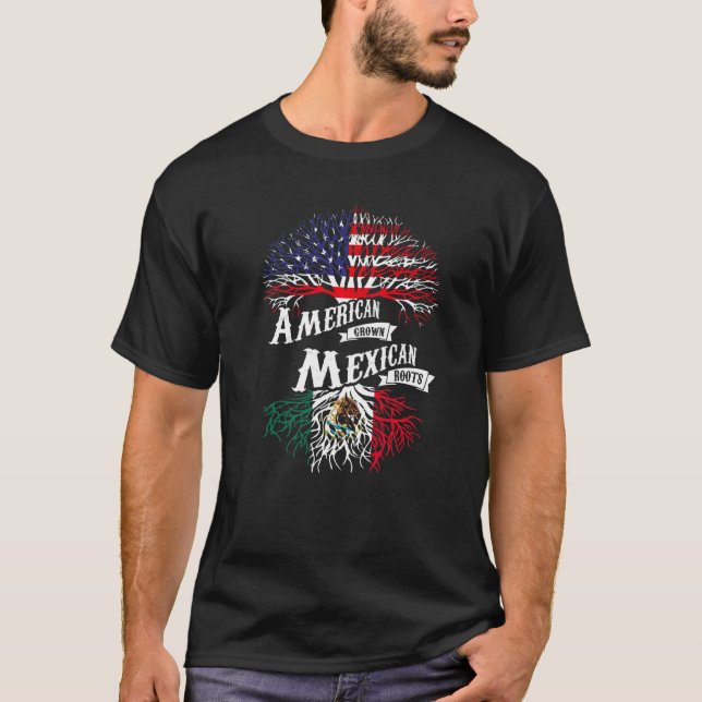 T-shirt Drapeau américain mexicain des racines mexicaines (Devant)