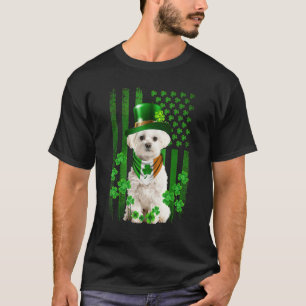 T-shirt Drapeau américain mignon chien maltais Jour de la 
