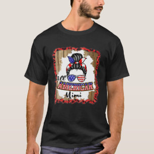 T-shirt Drapeau américain Mimi Patriotic Messy Bun Usa 4E