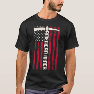 T-shirt Drapeau Américain Miner Usa Pour Un Mineur De Char