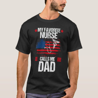 T-shirt Drapeau Américain Mon Infirmière Préférée M'appell