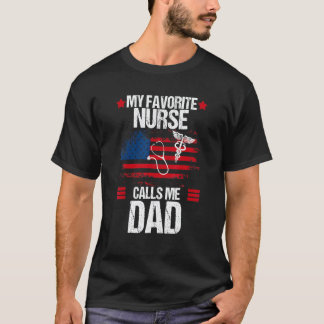 T-shirt Drapeau Américain Mon Infirmière Préférée M'appell