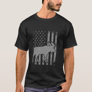 T-shirt Drapeau Américain Moose Design Cool Pour Hommes Fe