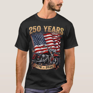 T-shirt Drapeau américain Motard moto 250 Ans 1776-2026 4è