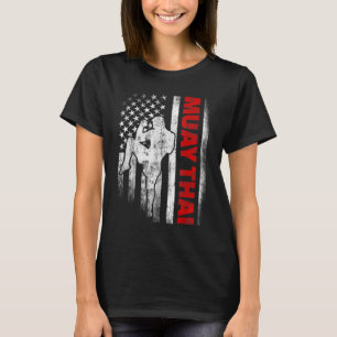 T-shirt Drapeau américain Muay Thai Boxe