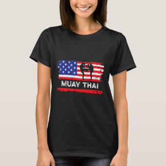 T-shirt Drapeau américain Muay Thai Cadeau Thaïlande Arts 