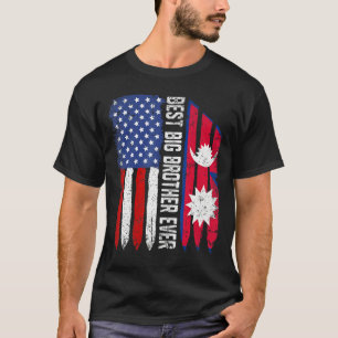 T-shirt Drapeau américain Népal Drapeau Best Big Brother E