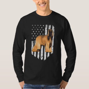 T-shirt Drapeau américain noir blanc Afghan Hound 4 juille