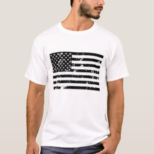 T-shirt Drapeau américain noir et blanc