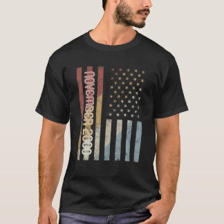 T-shirt Drapeau américain novembre 2000 Cadeau Anniversair