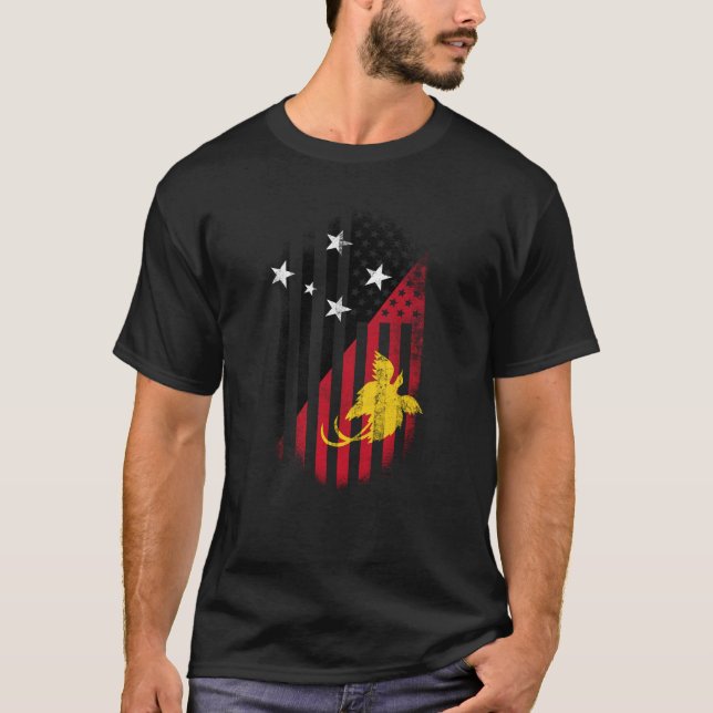 T-shirt Drapeau américain Papouasie-Nouvelle-Guinée   et (Devant)