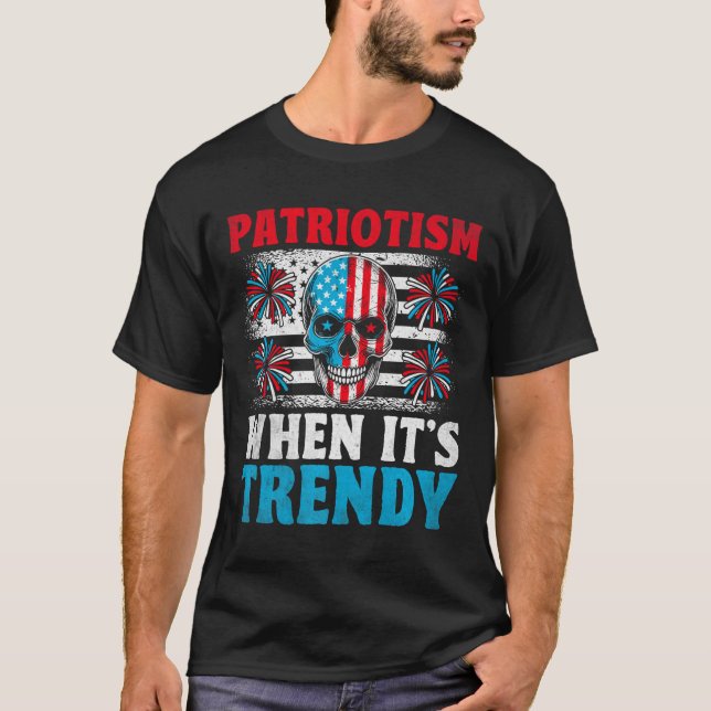 T-shirt Drapeau américain Patriot Skeleton Independence (Devant)