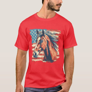 T-shirt Drapeau américain Patriotic Horse Equestrio pour u