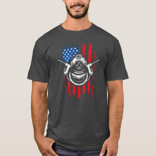T-shirt Drapeau américain Patriotic Underwater Welding 4e