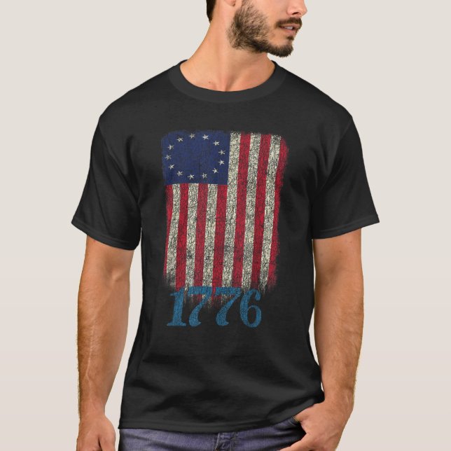 T-shirt Drapeau Américain Patriotique 1776 Betsy Ross en d (Devant)