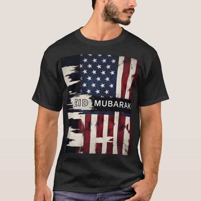 T-shirt Drapeau américain Patriotique Aïd Moubarak Mens TS (Devant)