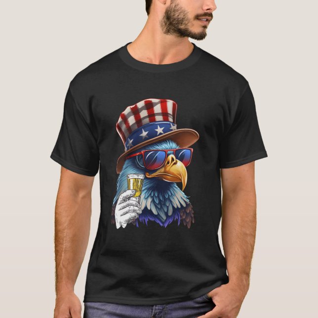 T-shirt Drapeau américain Patriotique Aigle lunettes de so (Devant)