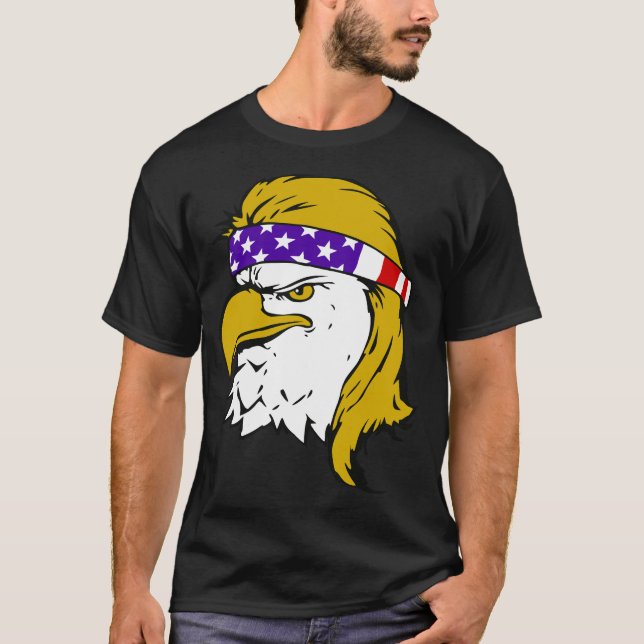 T-shirt Drapeau américain Patriotique Bald Eagle Mullet (Devant)