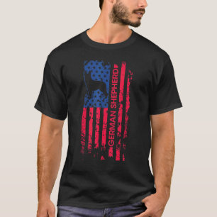T-shirt Drapeau américain patriotique berger allemand 4e d