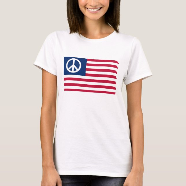 T-shirt Drapeau américain patriotique blanc rouge et paix (Devant)