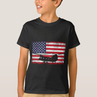T-shirt Drapeau américain Patriotique CH-47 Chinook Helico