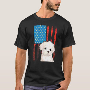 T-shirt Drapeau américain Patriotique Chien Bichon Frise