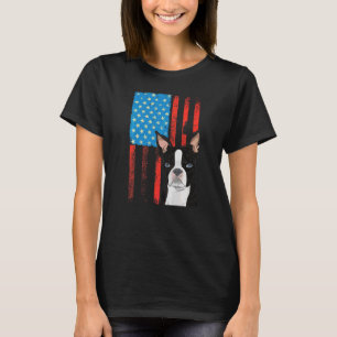 T-shirt Drapeau américain Patriotique Chien Boston Terrier