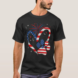 T-shirt Drapeau Américain Patriotique Chien & Patte De Cha