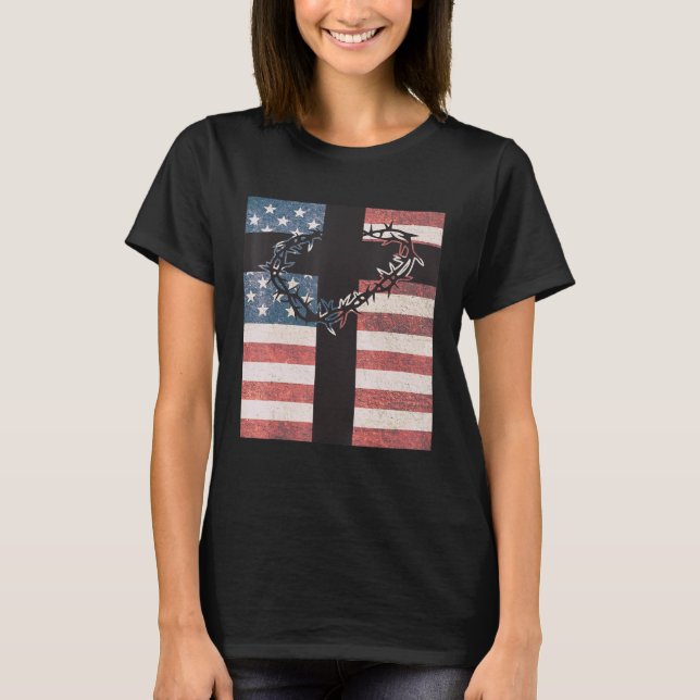 T-shirt Drapeau américain patriotique chrétien (Devant)