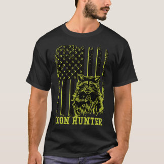 T-shirt Drapeau américain Patriotique Coon Hunter Raccoon