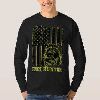 T-shirt Drapeau américain Patriotique Coon Hunter Raccoon