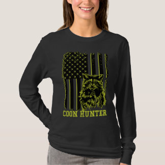 T-shirt Drapeau américain Patriotique Coon Hunter Raccoon