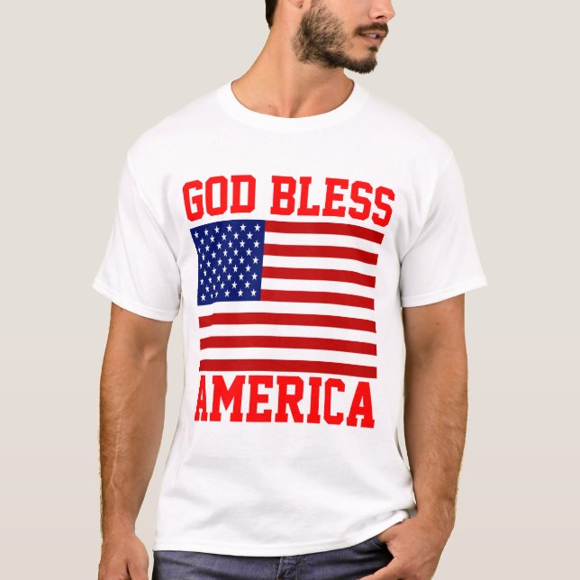 T-shirt Drapeau américain patriotique Dieu béni l'Amérique (Devant)