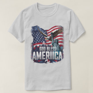 T-shirt Drapeau américain patriotique Dieu béni l'Amérique