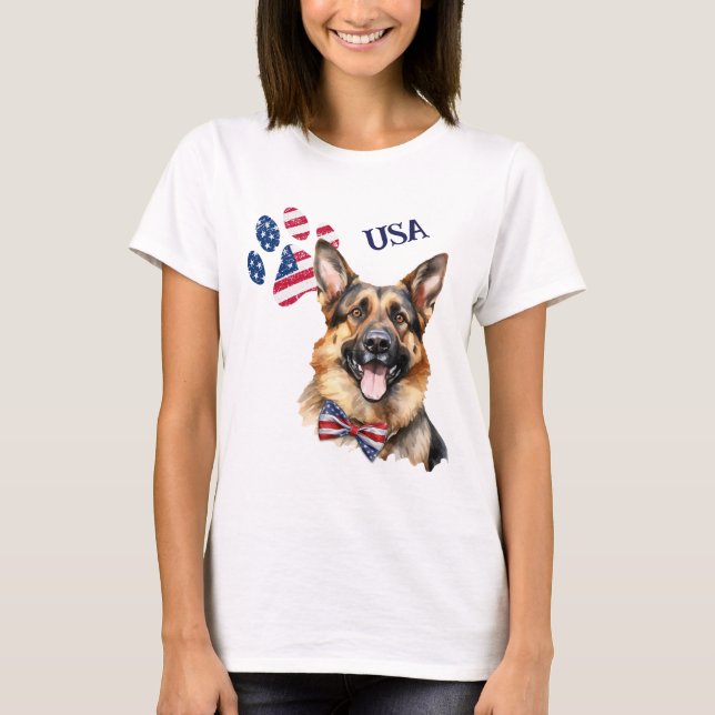 T-shirt Drapeau américain patriotique Empreinte de patte b (Devant)