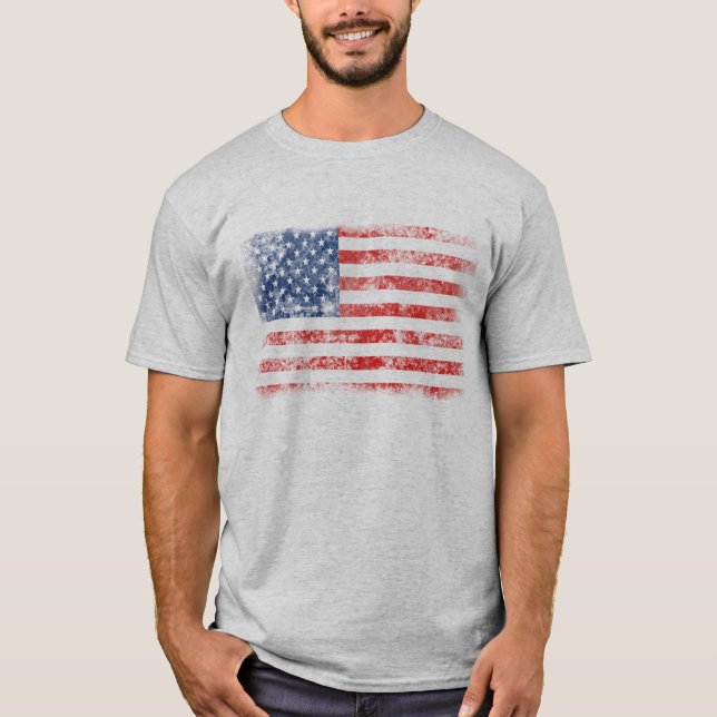 T-shirt Drapeau américain patriotique en détresse (Devant)