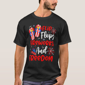 T-shirt Drapeau américain patriotique Flip Flops Feu d'art