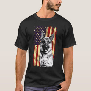 T-shirt Drapeau américain Patriotique German Shepherd Juil