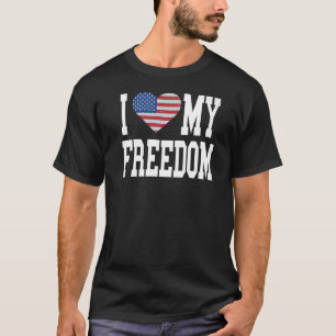 T-shirt Drapeau américain patriotique I Heart Freedom I Lo