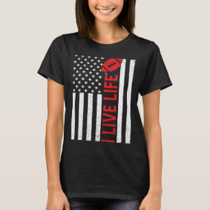 T-shirt Drapeau américain patriotique I Live Life Football