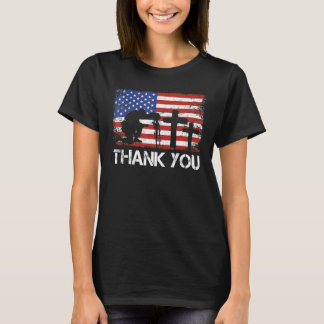 T-shirt Drapeau américain patriotique Merci Hommes Femmes 