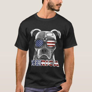 T-shirt Drapeau américain patriotique Pit Bull 4 juillet P