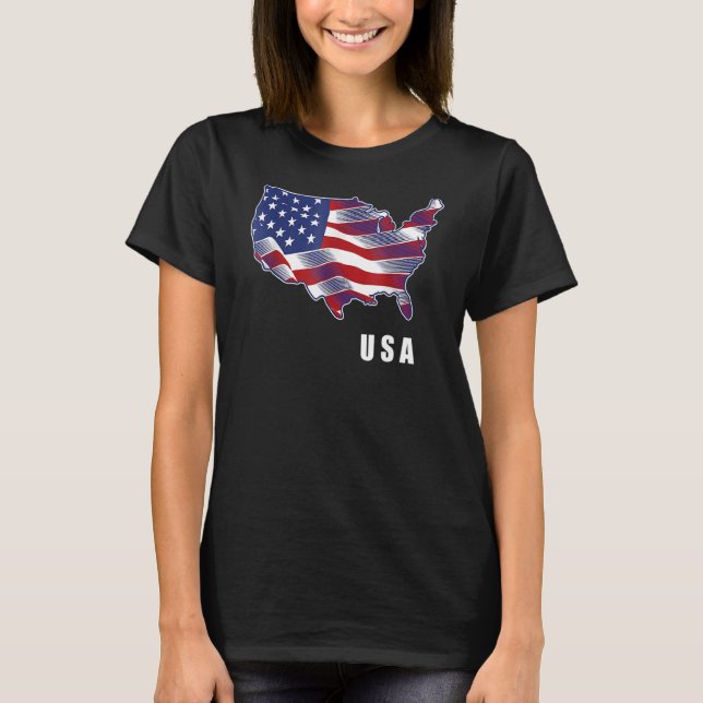 T-shirt Drapeau Américain Patriotique Pour Hommes Femmes E (Devant)