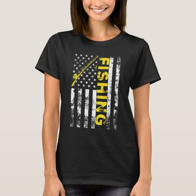 T-shirt Drapeau américain pêche bâton Usa Patriotique (Devant)